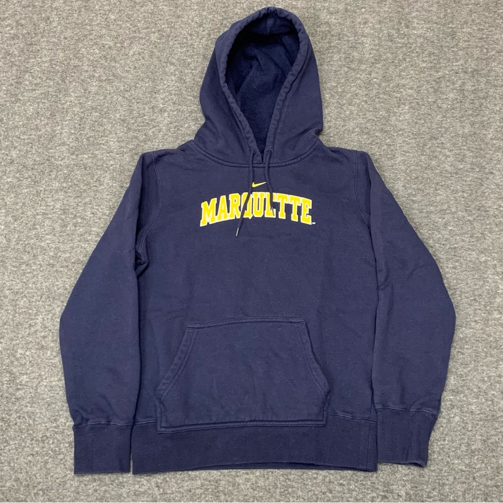 Vintage Nike Marquette University Center Swoosh Navy Blue Hoodie Women Small Y2K